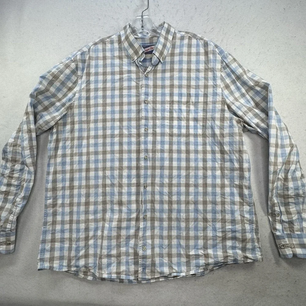 Johnnie-O Hangin' Out Shirt Mens XL Blue Plaid Button Front Long Sleeve‎ Cotton